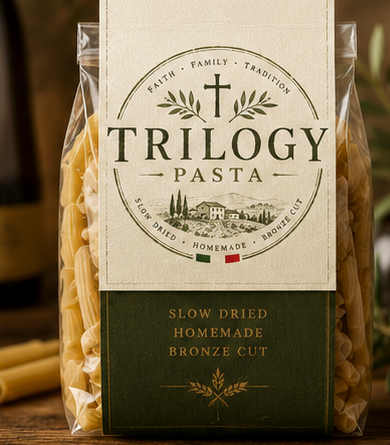 Trilogy Pasta bag — penne, slow dried, homemade, bronze cut